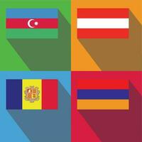 Armenien, Andorra, Österreich, Aserbaidschan Flagge vektor