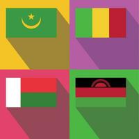 Mauretanien, mali, Malawi, madagaskar flagga vektor