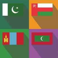 Maldiven, mongoliet, oman, pakistan flagga vektor