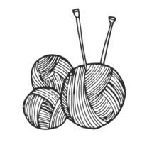 Vektor Stricken Nadeln und Ball von wolle Garn Logo. Vektor Illustration einfach Gekritzel Stil. Symbol von Stricken, Hobby, Handarbeit. minimalistisch Logo