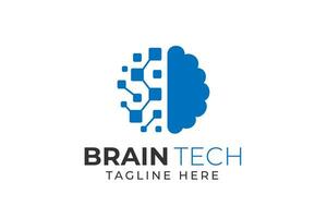 hjärna logotyp lämplig för teknologi logotyp design. hjärna tech vektor logotyp mall. artificiell intelligens logotyp