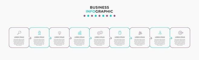 Infografik-Design-Business-Vorlage mit Symbolen und 9 Optionen oder Schritten vektor