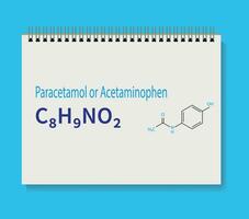 kemisk formel paracetamol eller acetaminofen analgetikum läkemedel molekyl skelett- vektor. vektor