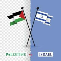 palestina mot Israel flaggor krig, isolerat på en bakgrund, vektor illustration