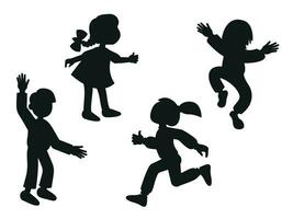 Silhouette von Kinder im Karikatur Stil. Schatten von Kinder vektor