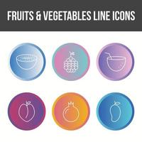 einzigartiger Obst- und Gemüsevektor-Icon-Set vektor