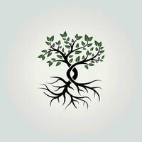 naturlig träd logotyp begrepp med rot ikon vektor design, illustration av de träd tillväxt bearbeta från rötter till löv