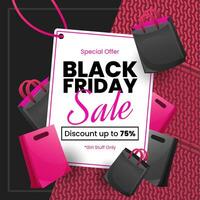 svart fredag försäljning svart och rosa design flicka grejer endast vektor