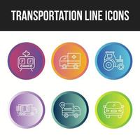 schöne Transport einzigartige Linie Icon Set vektor