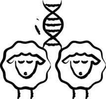 Schaf DNA Hand gezeichnet Vektor Illustration