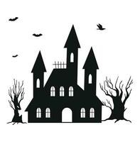 vektor illustration besatt hus halloween tema silhuett isolerat på vit bakgrund.eps