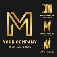 gyllene bokstaven m logotyp samling vektor