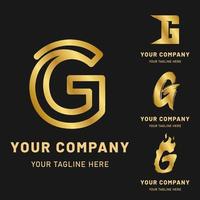 gyllene bokstaven g logotyp samling vektor