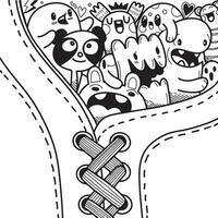 Vektor Illustration von Gekritzel süß Monster- Hintergrund ,Hand Zeichnung Gekritzel, schwarz und Weiß ,Färbung Buch