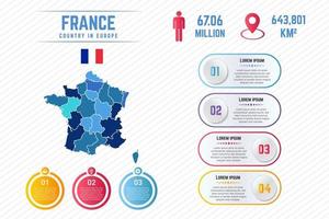 bunte frankreich karte infografik vorlage vektor