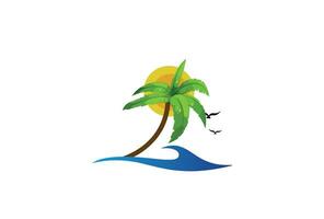 Palme Baum Reise und Meer Vektor Logo