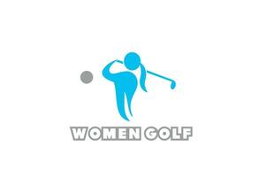 Frauen Golf abspielen halten Hand Logo vektor