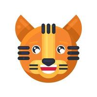 Tiger Emoji lachen mit Zähnen und süßen Augen Vektor