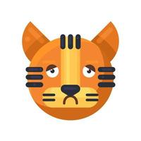 Tigermelancholie und langweiliger Emotion Emoji-Vektor vektor