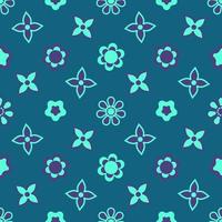 geometrisk havsblå blommig prydnad sömlös vektor mönster design