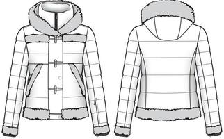 Mode Wildlederjacke Mantel Illustration. Oberbekleidung flache Modeskizze vektor