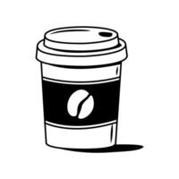 vektor illustration av en disponibel papper kopp med kaffe i de klotter stil. design av menyer, Skyltning, affär fönster, hälsning kort, affischer, tapeter