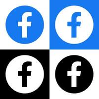 Facebook Logo - - Vektor einstellen Sammlung - - schwarz Silhouette gestalten - - Original neueste Blau Farbe - - isoliert. f Symbol zum Netz Buchseite, Handy, Mobiltelefon App oder drucken.