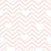 rosa hjärtan på geometrisk zig zag sömlös bakgrund, vektor mönster