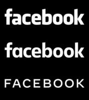 Facebook Text Logo - - Vektor einstellen Sammlung - - schwarz Silhouette Schriftart - - isoliert. Original Facebook Name Art zum Netz Buchseite, Handy, Mobiltelefon App oder drucken Materialien.