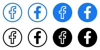 Facebook logotyp - vektor uppsättning samling - svart silhuett form - original- senast blå Färg - isolerat. f ikon för webb sida, mobil app eller skriva ut.