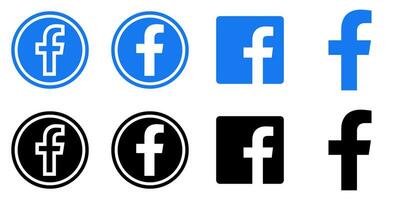 Facebook logotyp - vektor uppsättning samling - svart silhuett form - original- senast blå Färg - isolerat. f ikon för webb sida, mobil app eller skriva ut.