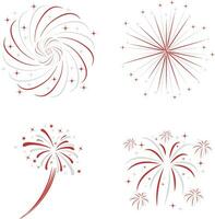 indonesisch Unabhängigkeit Tag Feuerwerk mit einfach Form. Vektor Illustration Satz.
