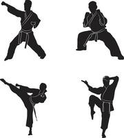 karate kämpe i annorlunda utgör. isolerat vektor uppsättning.