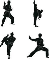 samling av karate kämpe silhuett ikoner. vektor illustration uppsättning