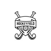 hockey fält sköld linje logotyp ikon design illustration vektor