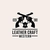 Western-Vintage-Premium-Logo aus Leder vektor