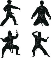 samling av karate kämpe silhuett ikoner. vektor illustration uppsättning