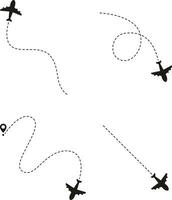 Flugzeug gepunktet Route im Weiß Hintergrund. mit Flug Ort Stift. Vektor Illustration Satz.