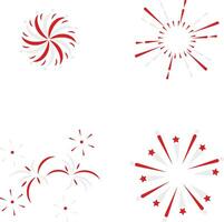 Indonesien Unabhängigkeit Tag Feuerwerk mit einfach Design. Vektor Illustration Satz.