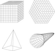 trådmodell trogen form i geometrisk begrepp. vektor illustration uppsättning