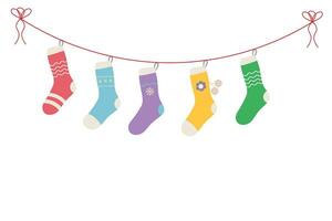 Weihnachten Winter Socken einstellen eben Design Vektor