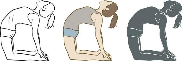 kvinna do yoga utgör silhuett uppsättning. vektor