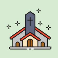 Weihnachten Kirche Symbol mit geradlinig Farbe Stil vektor