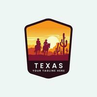 wild Westen amerikanisch Wüste Texas Prärie Texas Vektor Logo Jahrgang Symbol Illustration Design