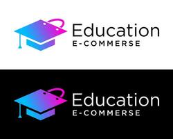 akademisk hatt universitet utbildning e-handel handla väska logotyp design. vektor