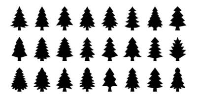 jul träd ikoner uppsättning. vektor illustration av tall träd silhuett