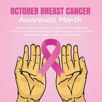Oktober Brust Krebs Bewusstsein mit ein Rosa Schleife. Hand gezeichnet Vektor