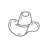 cowboy hatt. en hatt för varm solig dagar. vild väster. doodle.vector illustration. hand ritade. översikt. vektor