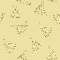 hand dragen pizza klotter mönster bakgrund, vektor sömlös mönster design.