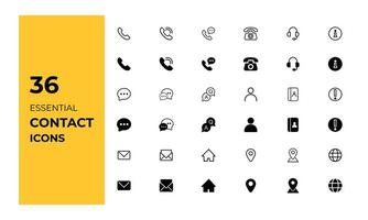universell Kontakt ikoner uppsättning. platt vektor illustration.